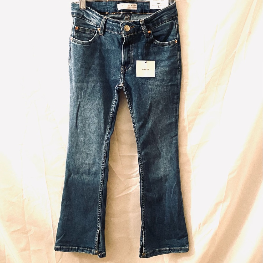 ZARA Mid Rise Split Hem Girls Denim jeans  NWT